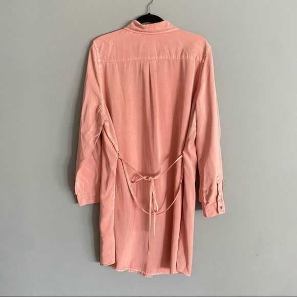 Parasuco Womens Muted Pink Tencel Lyocell Longline Button Down Blouse Size XL - Picture 2 of 7